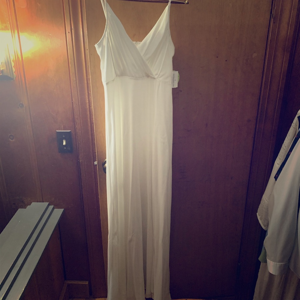 long white chiffon dress